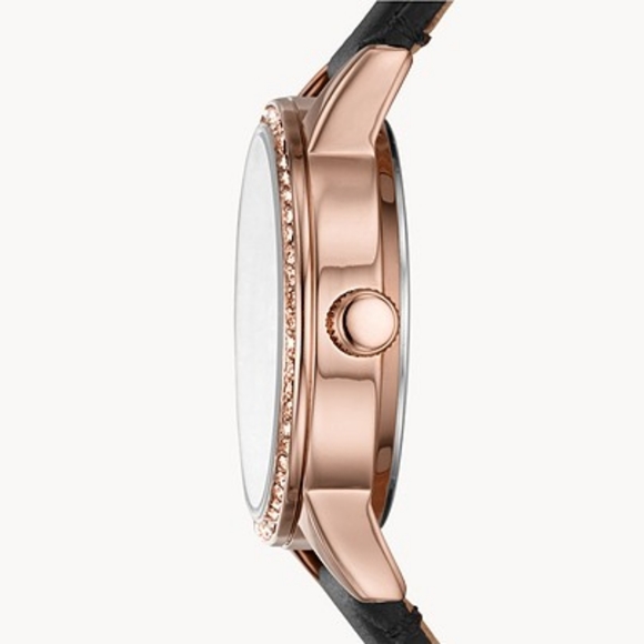 Vintage FOSSIL Dinah Three Hand Black Leather Watch - Picture 3 of 11